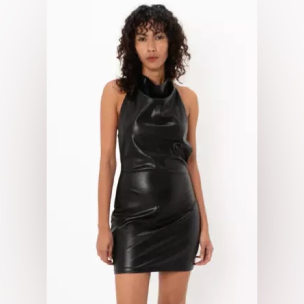 Zara faux leather halter neck open back dress Size Medium New with tags.